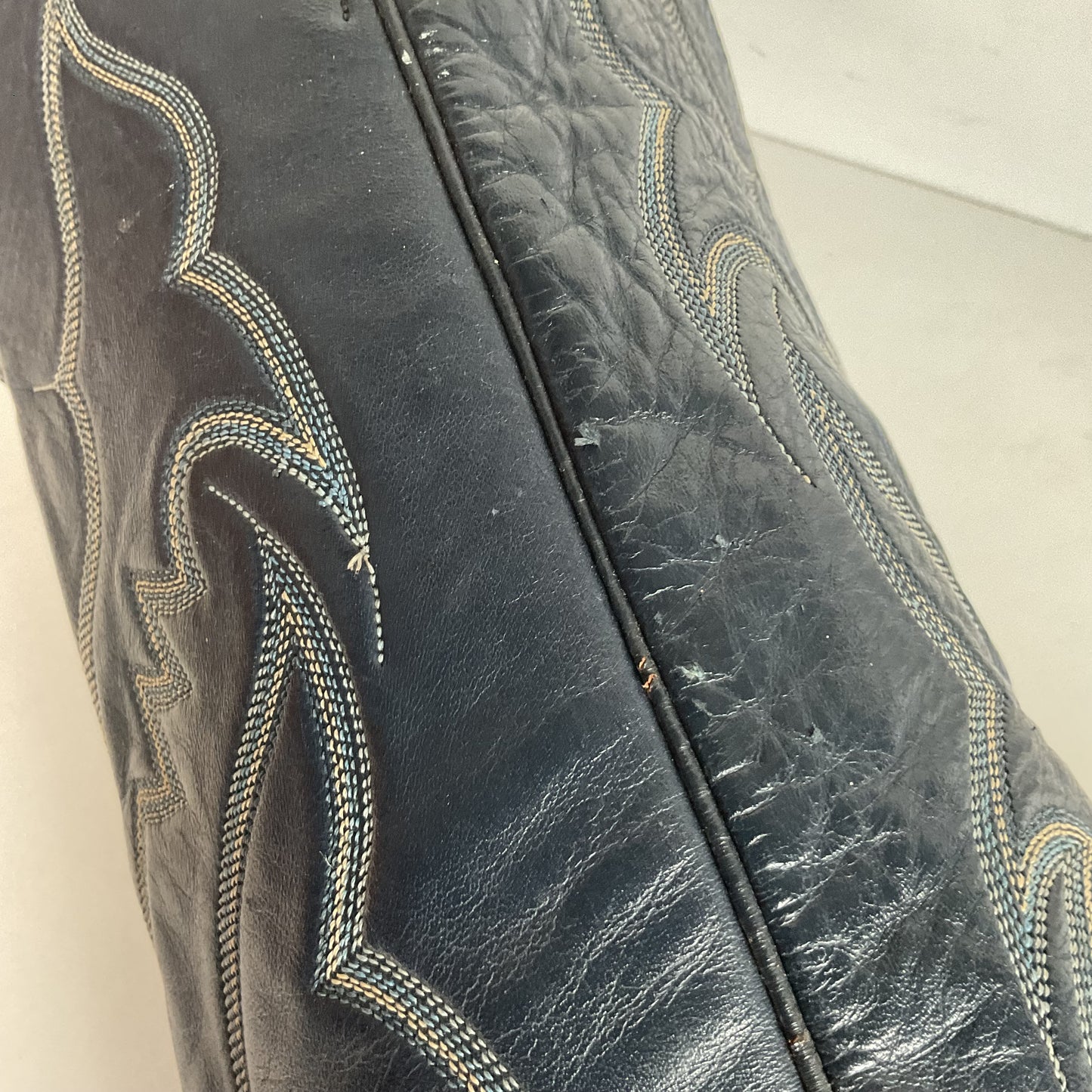 Vintage Nocona Dark Blue Python Cowboy Boots 9 EE Back Cut Snakeskin