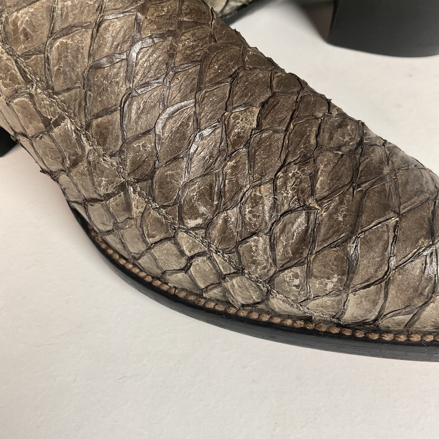 Pirarucu Fish Cowboy Boots Men’s 6.5 | Women’s 7.5 Inverted Cut Exotic Bass