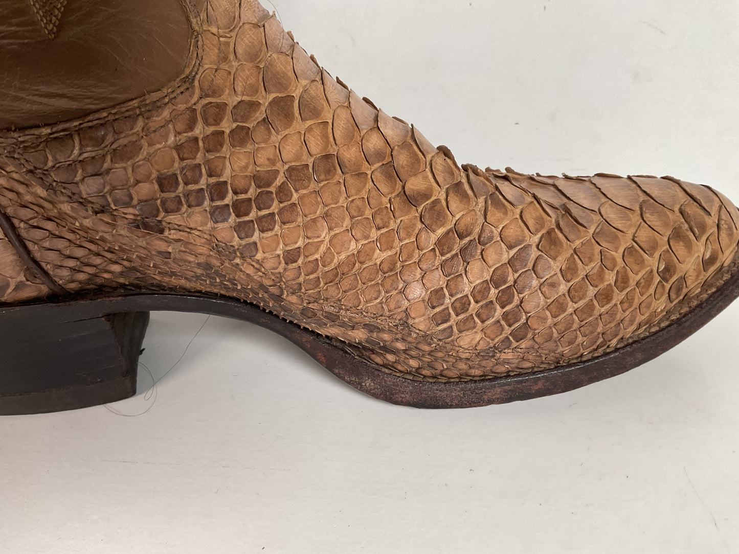 Vintage Justin Back Cut Python Cowboy Boots 8.5 D USA Made Snakeskin