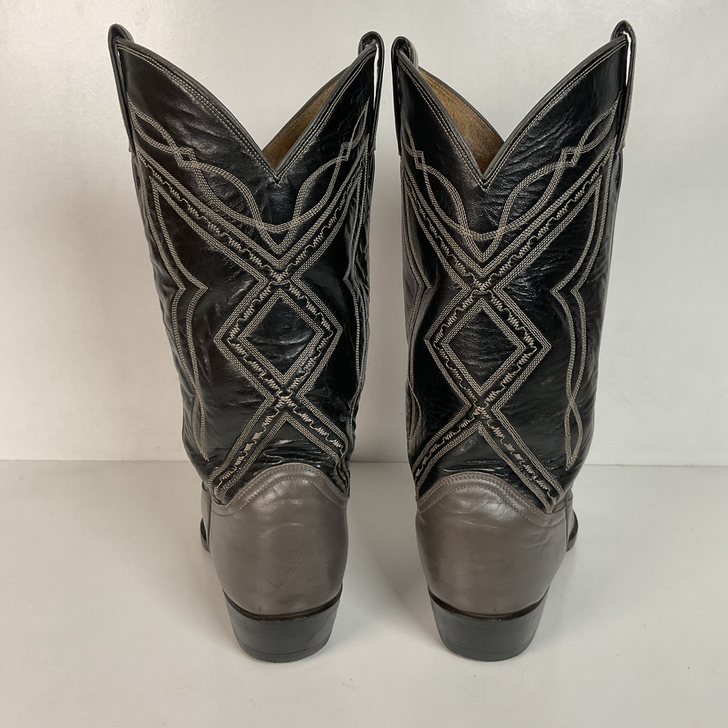 Vintage Tony Lama Grey Lizard Wingtip Cowboy Boots 9 D Gold Label Recraft