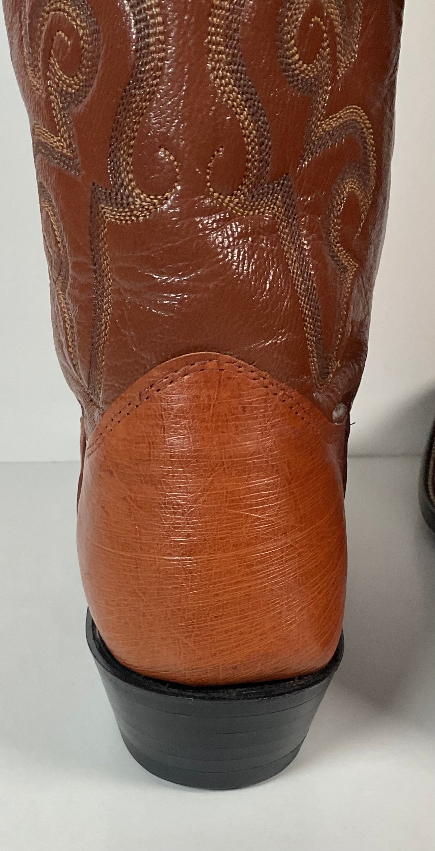 Vintage Nocona Exotic Smooth Ostrich Cowboy Boots Men’s 10.5 C Peanut Brittle