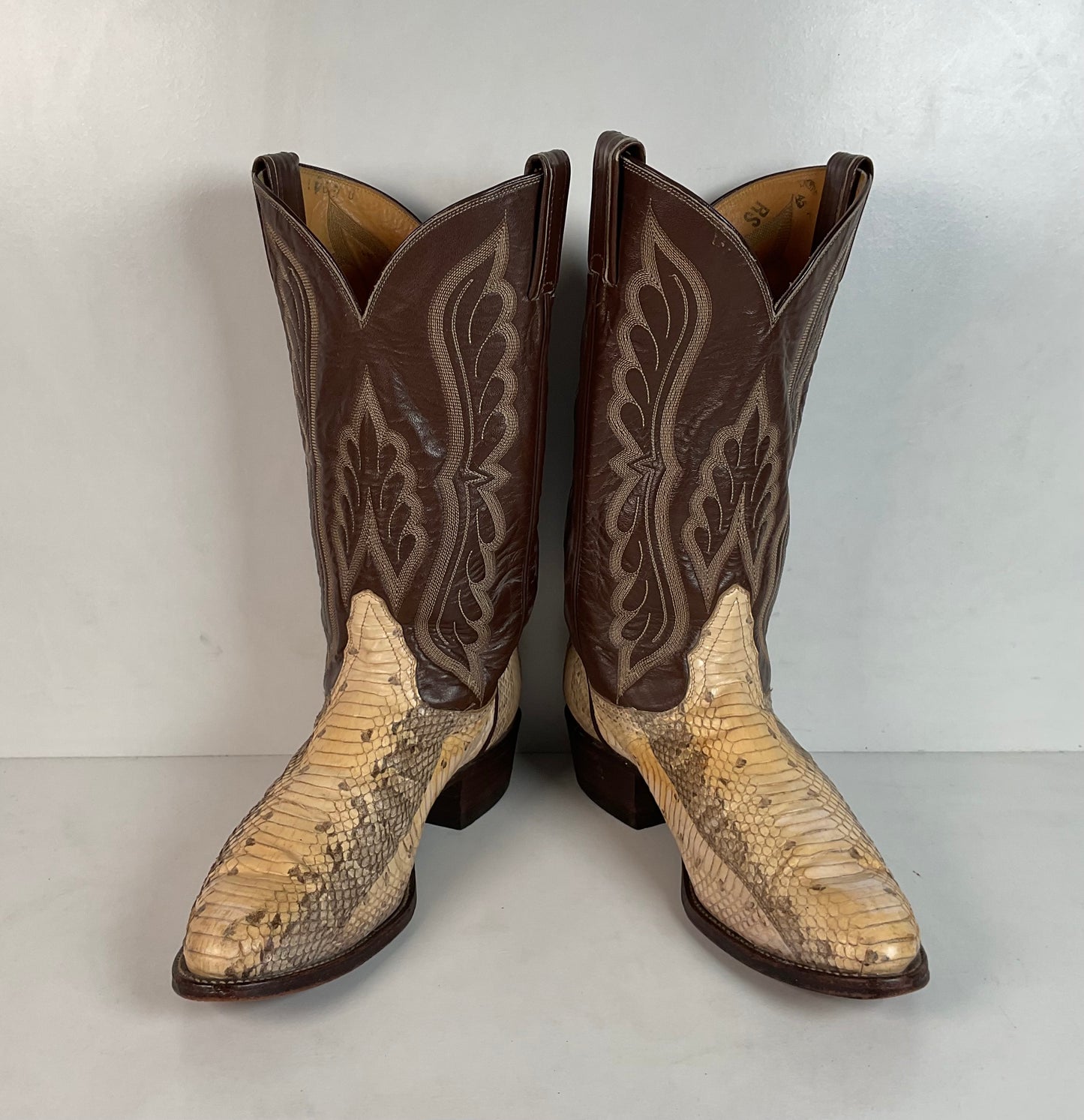 Vintage Tony Lama Water Snake Cowboy Boots 9 D Gold Label Snakeskin