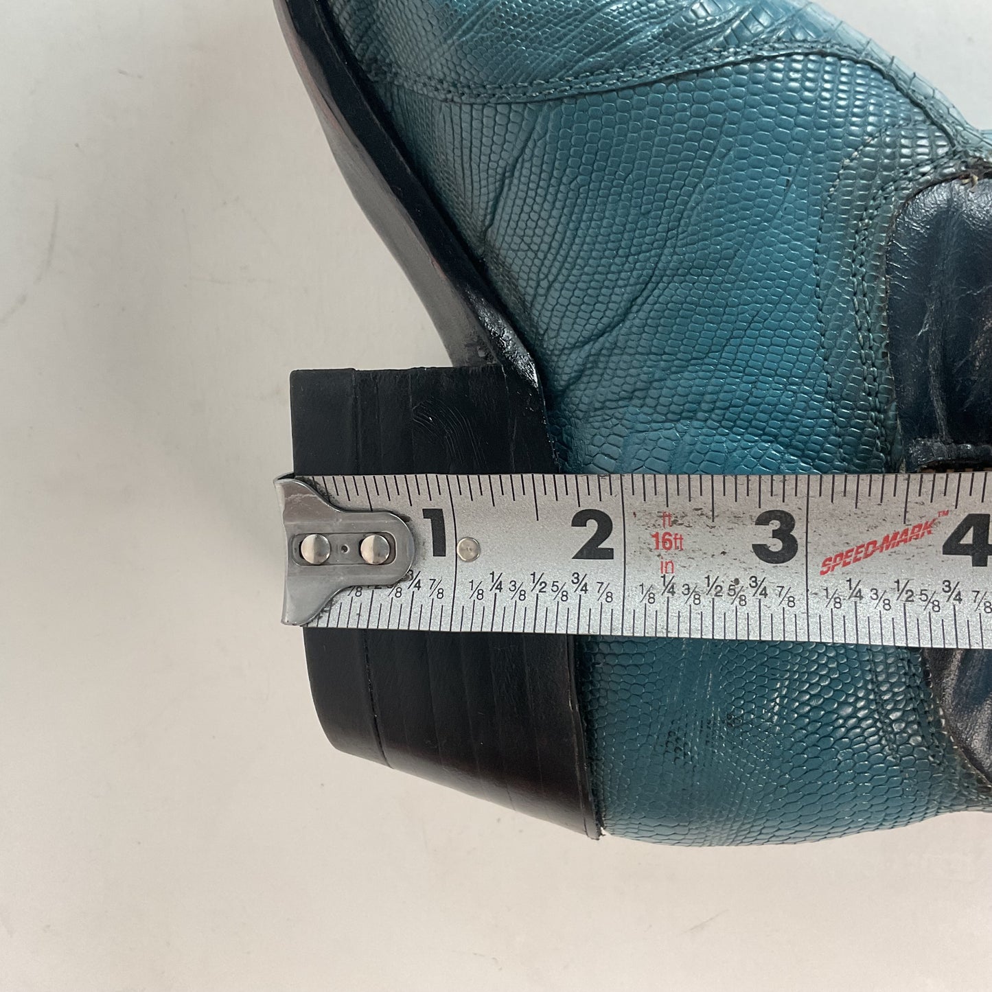 Vintage Justin Turquoise Cowgirl Boots 5 B Zipper Teju Lizard Vamp