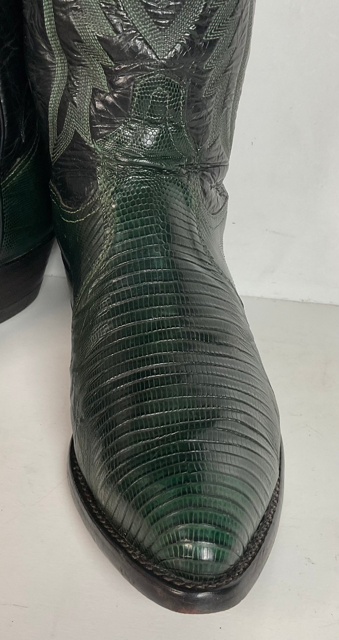 Tony Lama Emerald Green Teju Lizard Cowboy Boots Men’s 8 EE | Women’s 9 USA Made