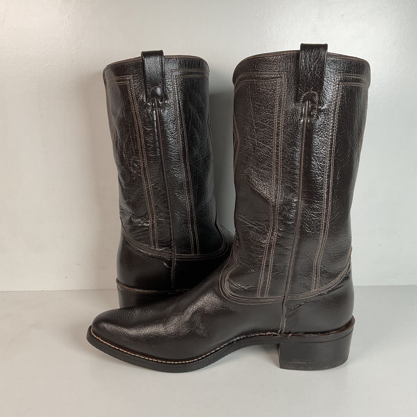 Vintage 1970s Texas Brand Water Buffalo Cowboy Boots 13 D USA Made Exotic