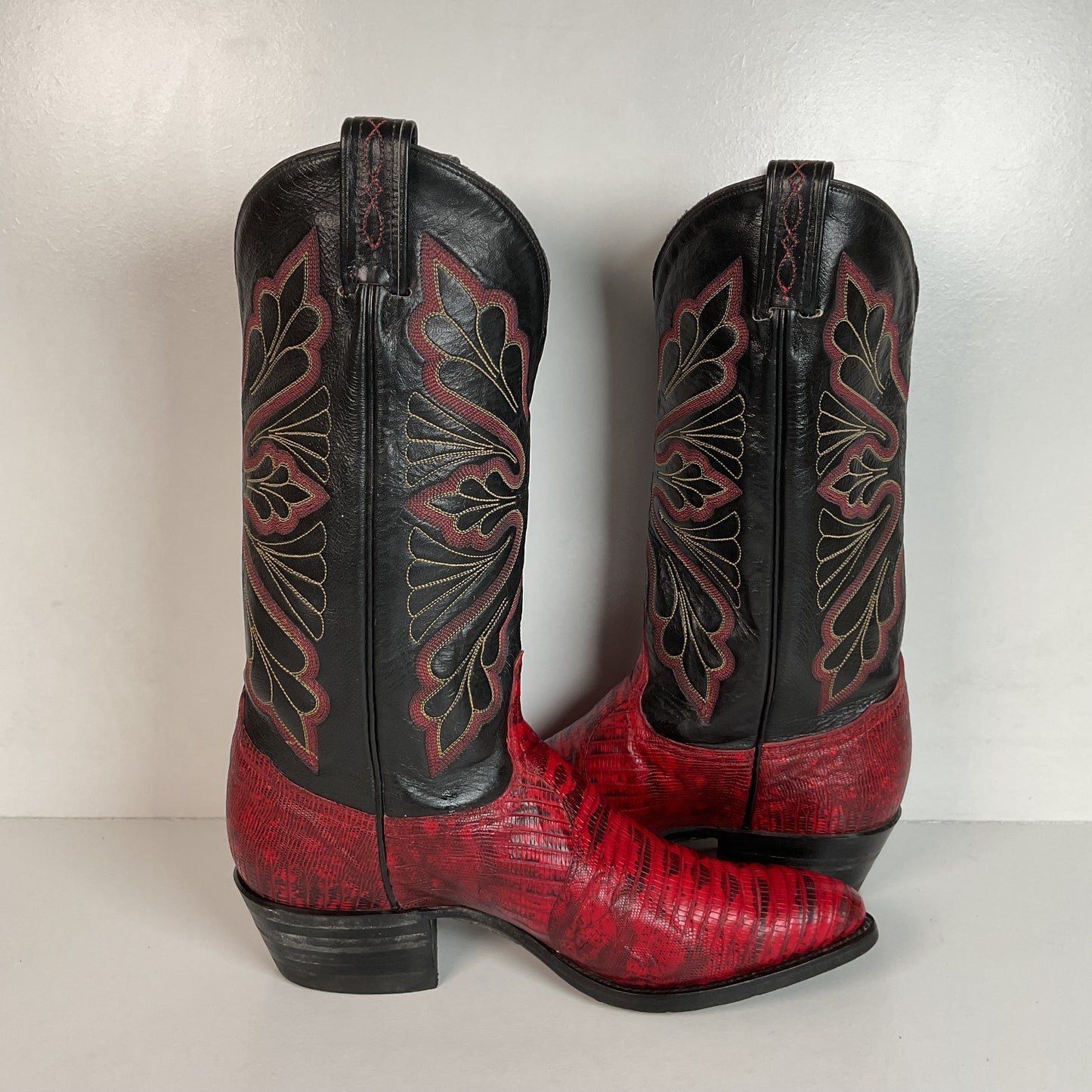 Vintage Tony Lama Natural Teju Lizard Cowboy Boots 9 D Gold Label