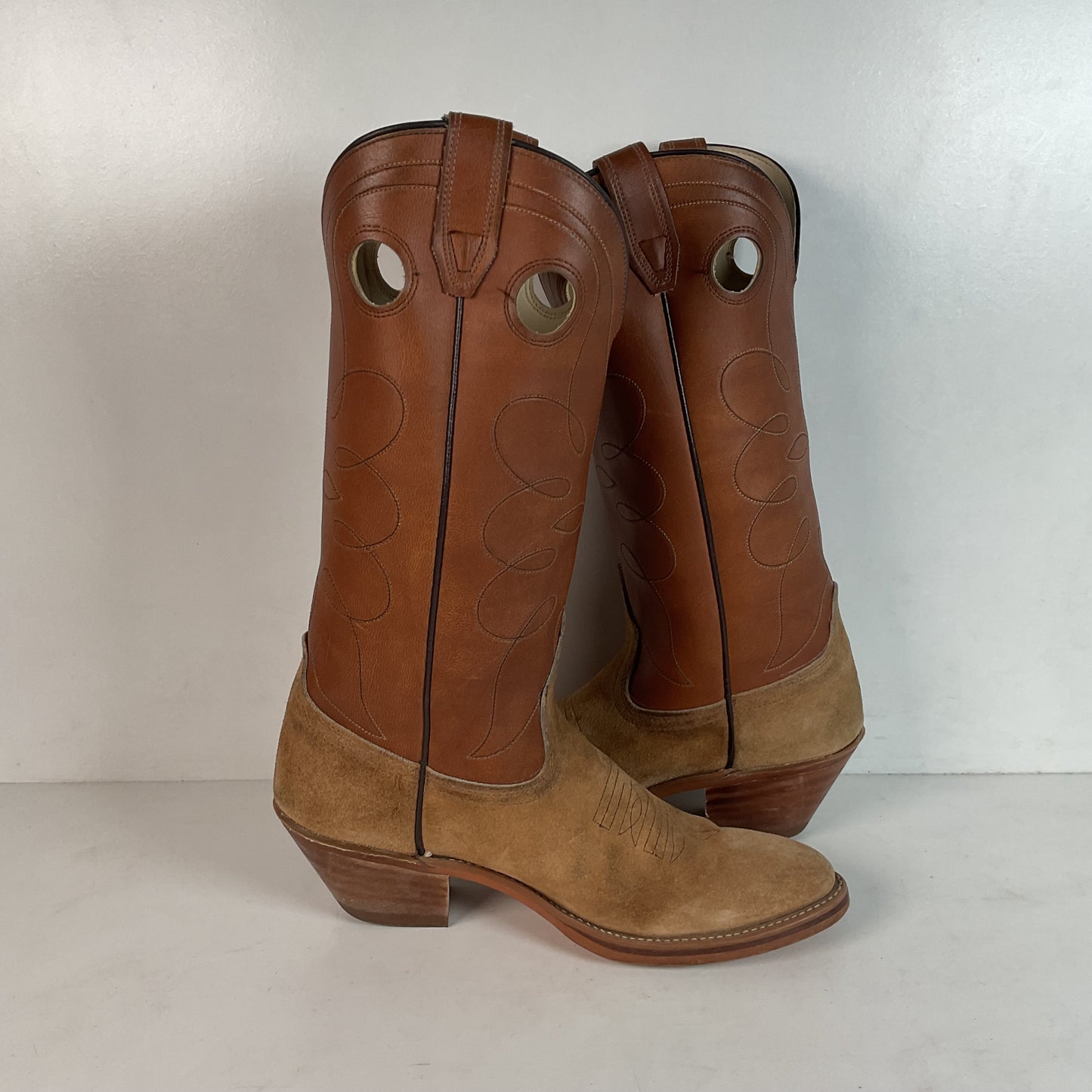Vintage Dingo Acme Men’s Suede Rough Out Buckaroo Cowboy Boots 8 B USA Made