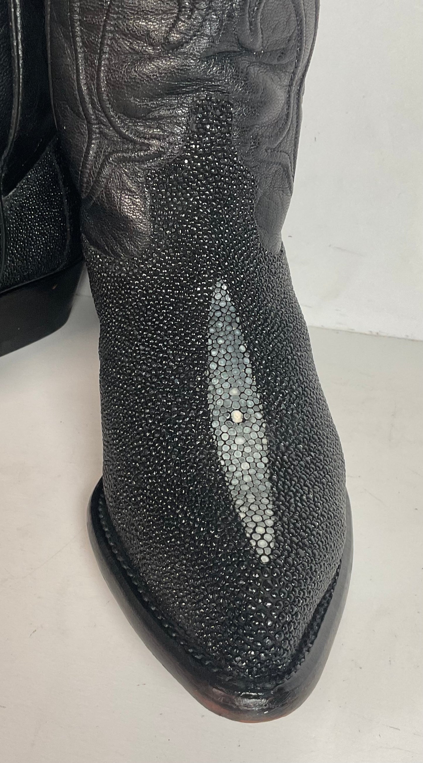 Los Altos Exotic Sea Stingray Cowgirl Boots 8 M Classic Black