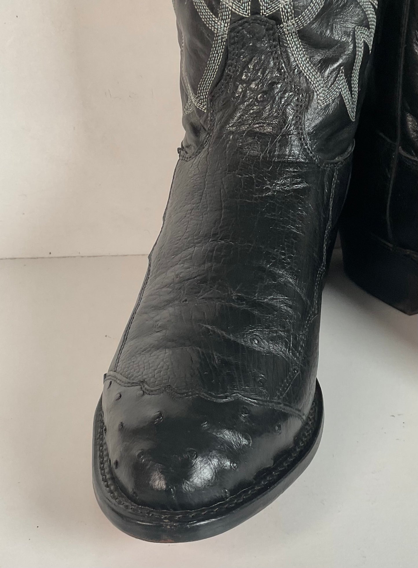Tony Lama Smooth, Pin Quill Ostrich Cowboy Boots 8.5 EE Wingtip Exotic USA