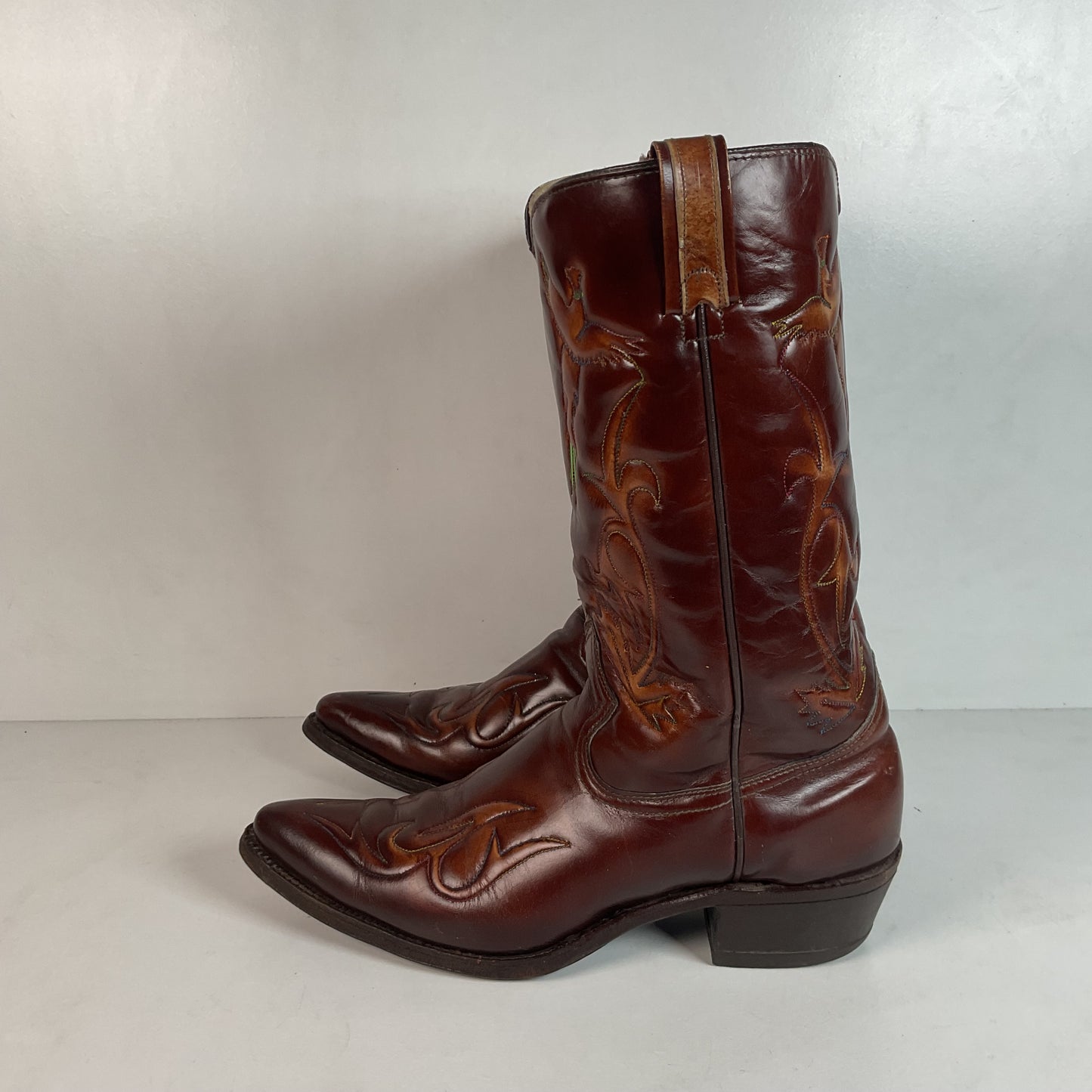 Vintage Texas Brand Thunderbid Cowboy Boots 9.5 D Rising Pheonix USA Made