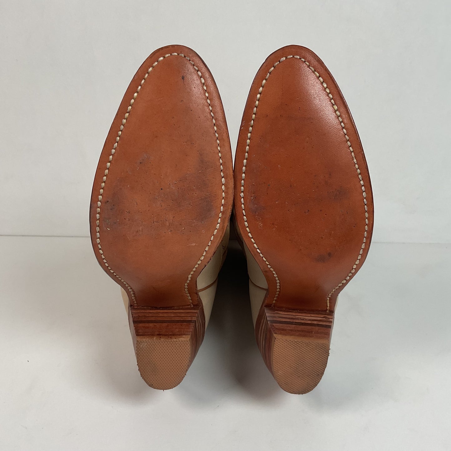 Vintage Miss Capezio Tulip Cowgirl Boots 7.5 M USA Made Rainbow Stitched