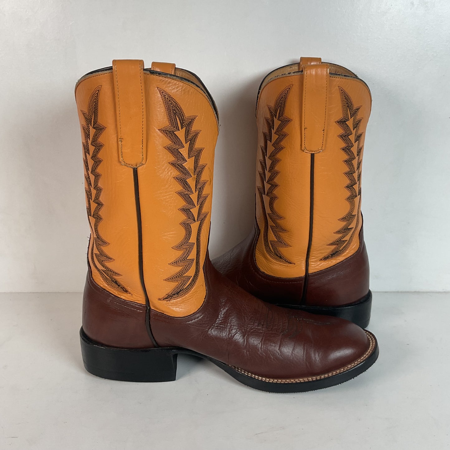 Anderson Bean Leather Roper Western Boots 9 D Mango Yellow USA Recraft