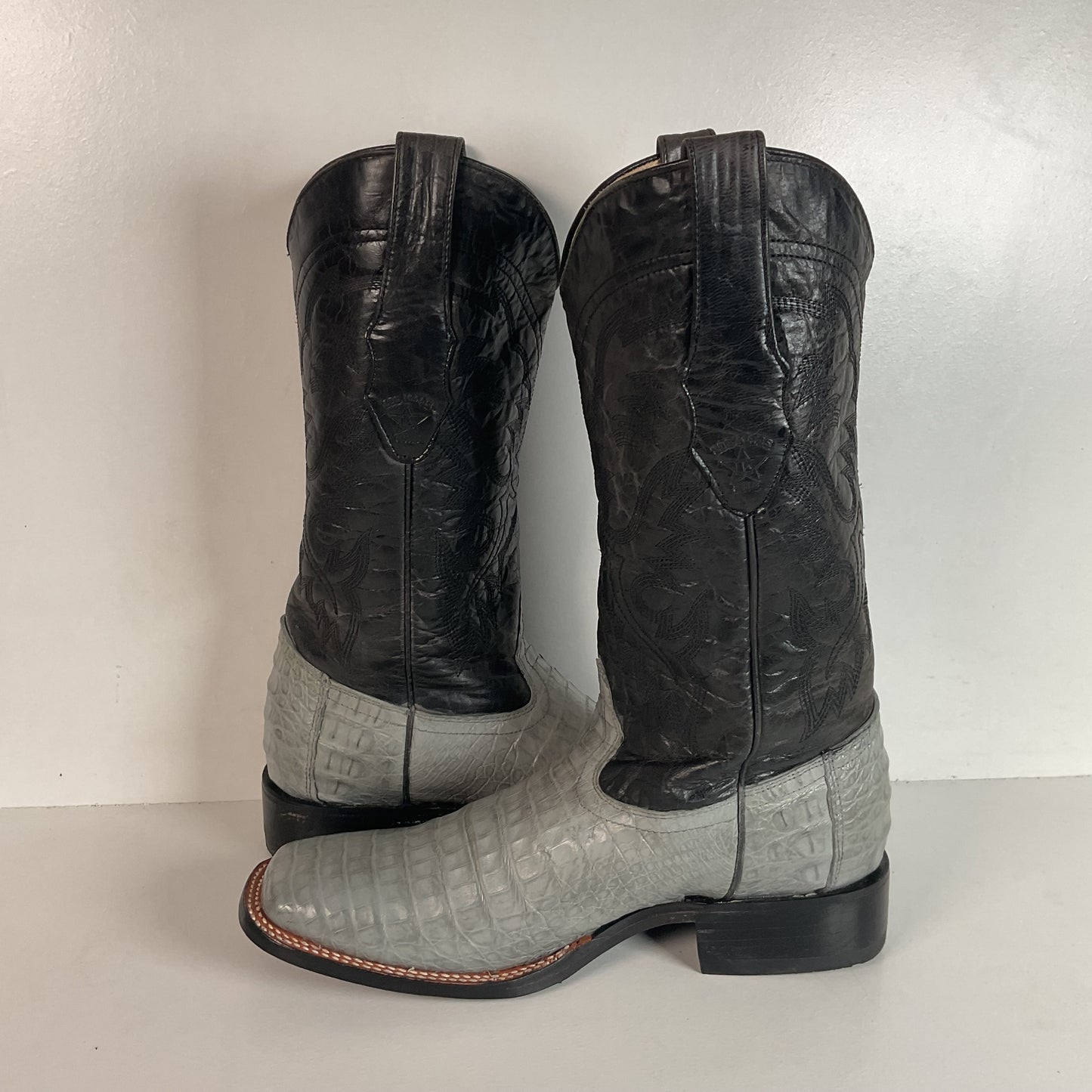 Los Altos Grey Caiman Crocodile Cowboy Boots 9 EE Exotic Belly Cut
