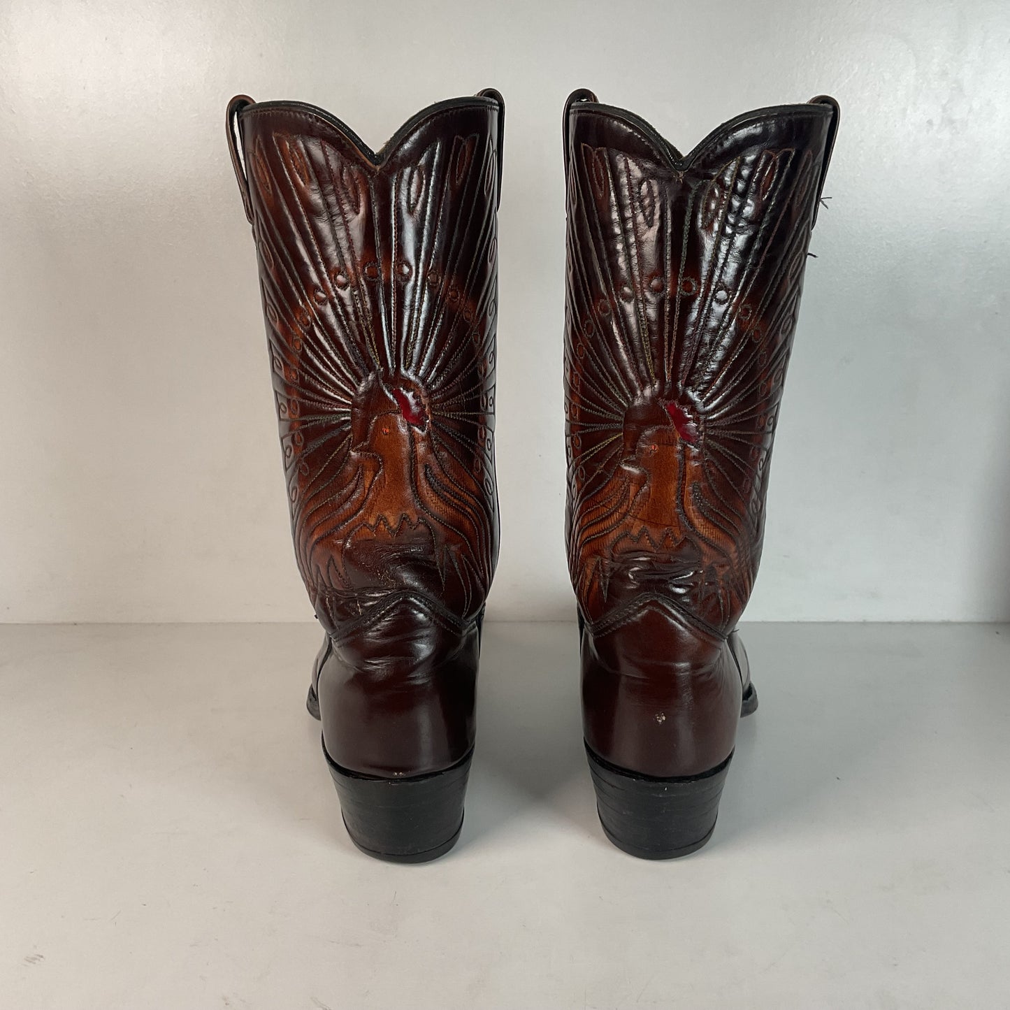 Vintage Texas Brand Patent Thunderbird Cowboy Boots 10.5 EE Rainbow Peacock