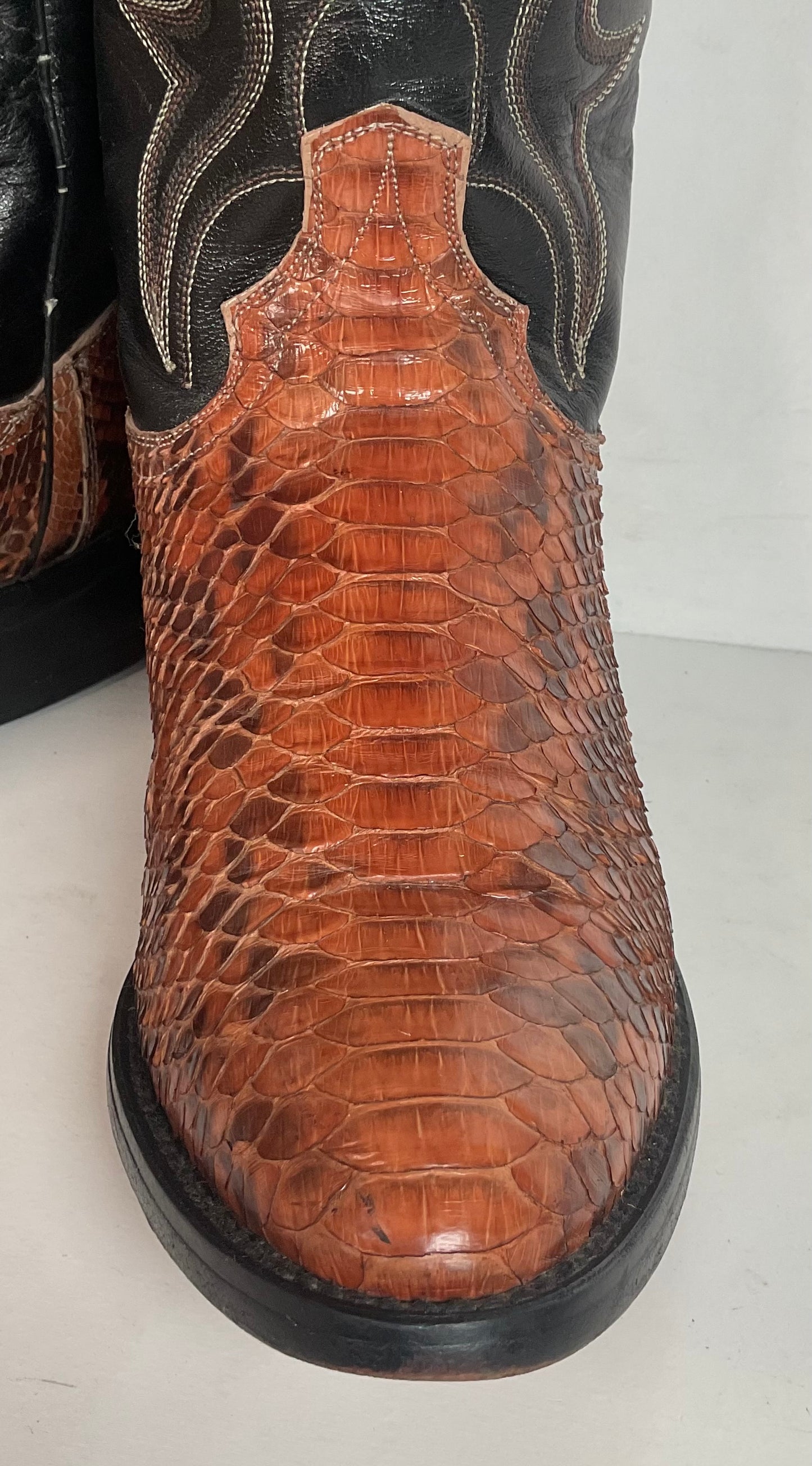 Dan Post Rust Brown Python Snakeskin Cowboy Boots 9 D Back Cut