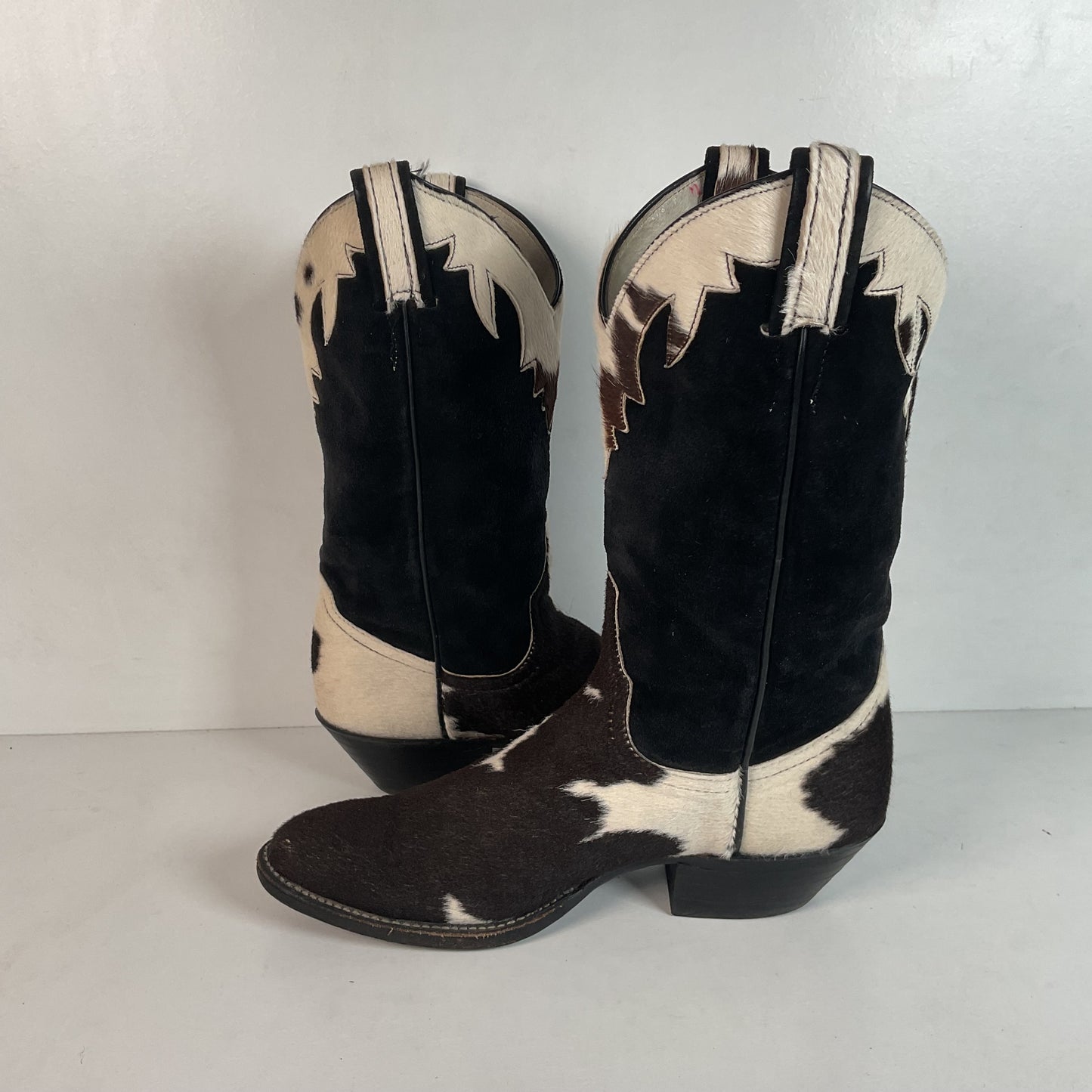 Vintage Larry Mahan Cow Hair Cowgirl Pony Boots 8 B
