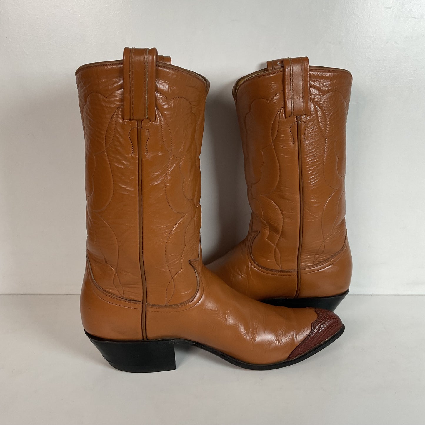 Vintage Tony Lama Lizard Wingtip Cowgirl Boots 7 A Black Label