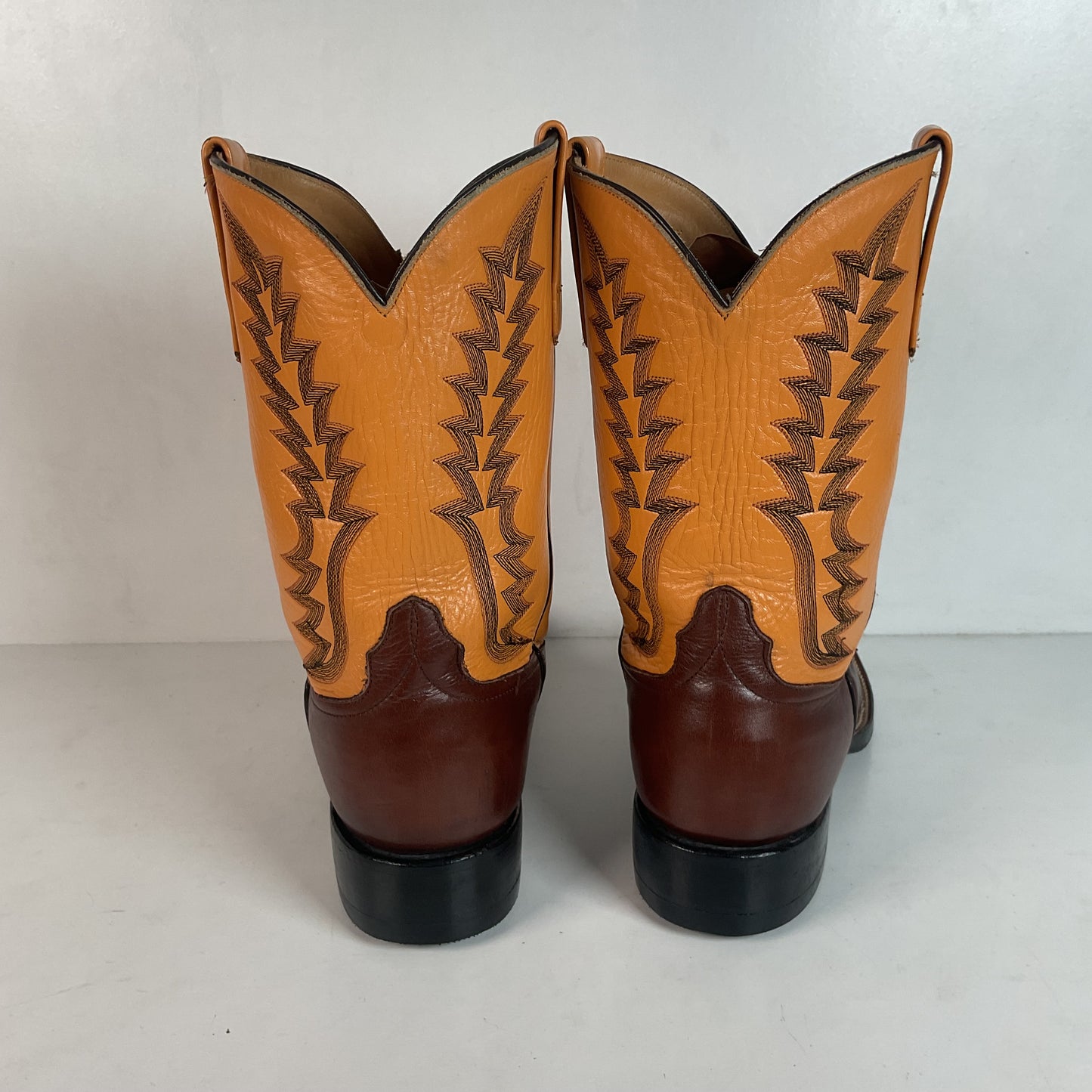 Anderson Bean Leather Roper Western Boots 9 D Mango Yellow USA Recraft