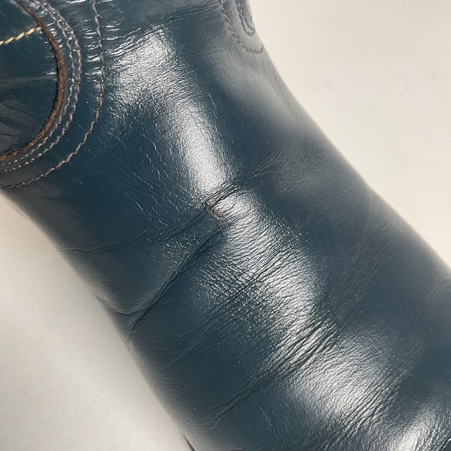 Vintage Tony Lama Navy Blue Cowgirl Boots 6 A Lizard Wingtip