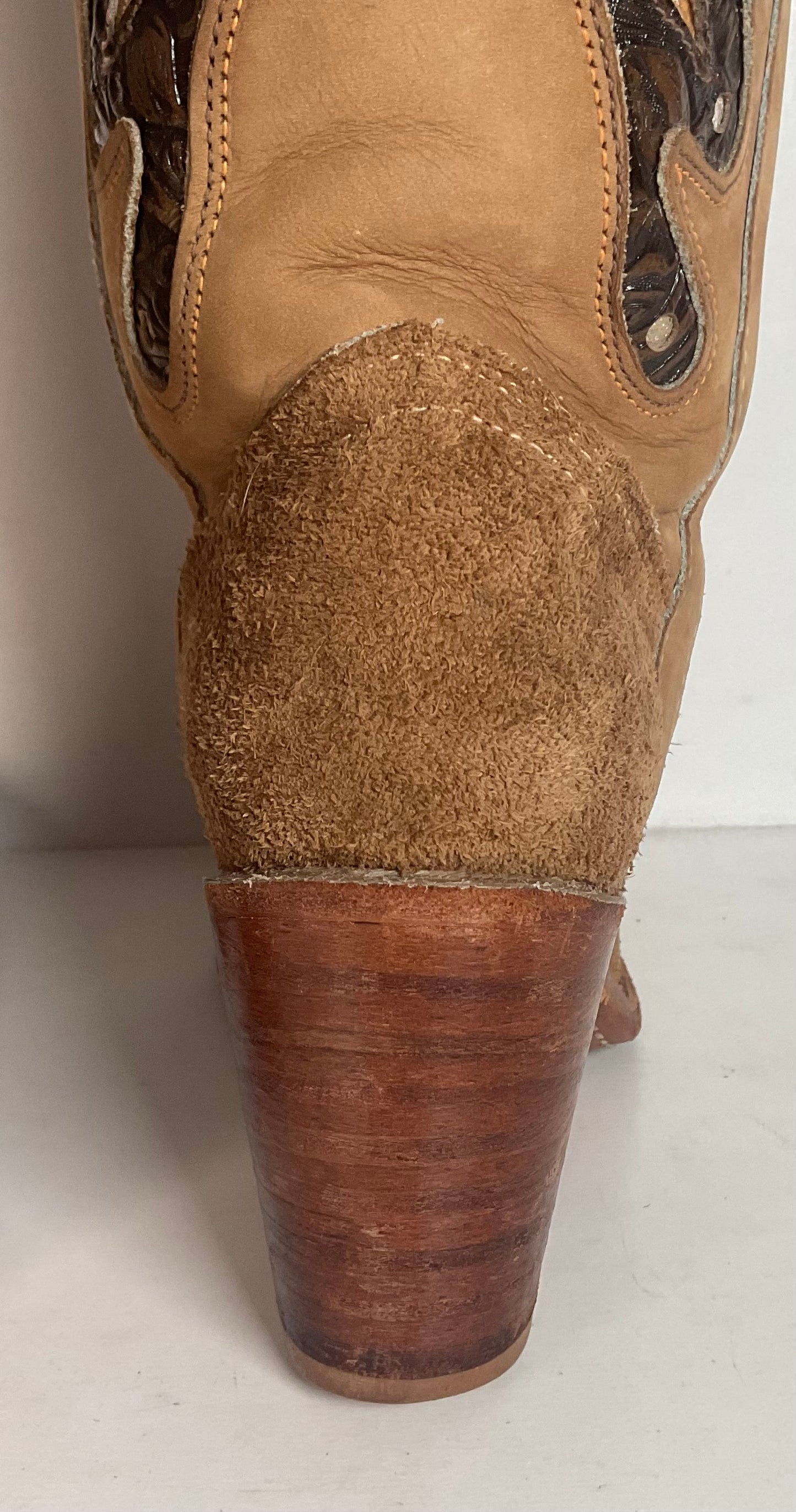 Vintage Miss Capezio Butterfly Inlay Cowgirl Boots 6.5 M USA Rough Out Suede