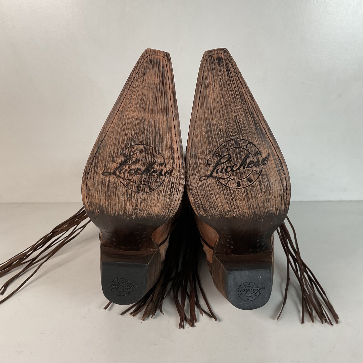Lucchese Tucson Fringe Cowgirl Boots 9 B Wingtip