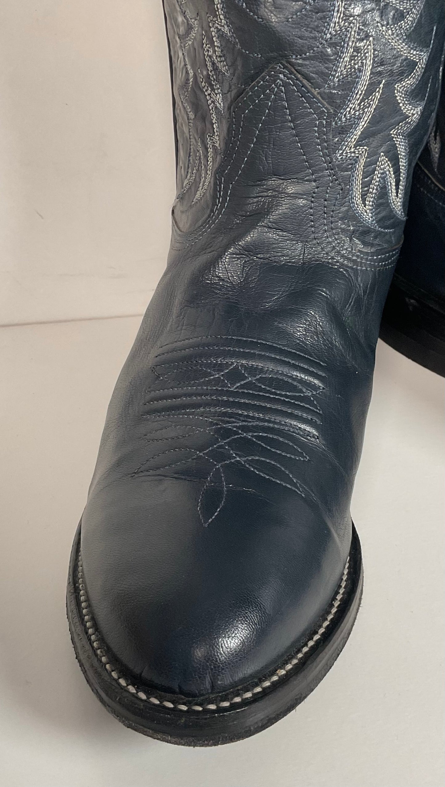 Vintage Nocona Navy Blue Cowgirl Boots Men’s 8 Wide | Women’s 9 USA Made
