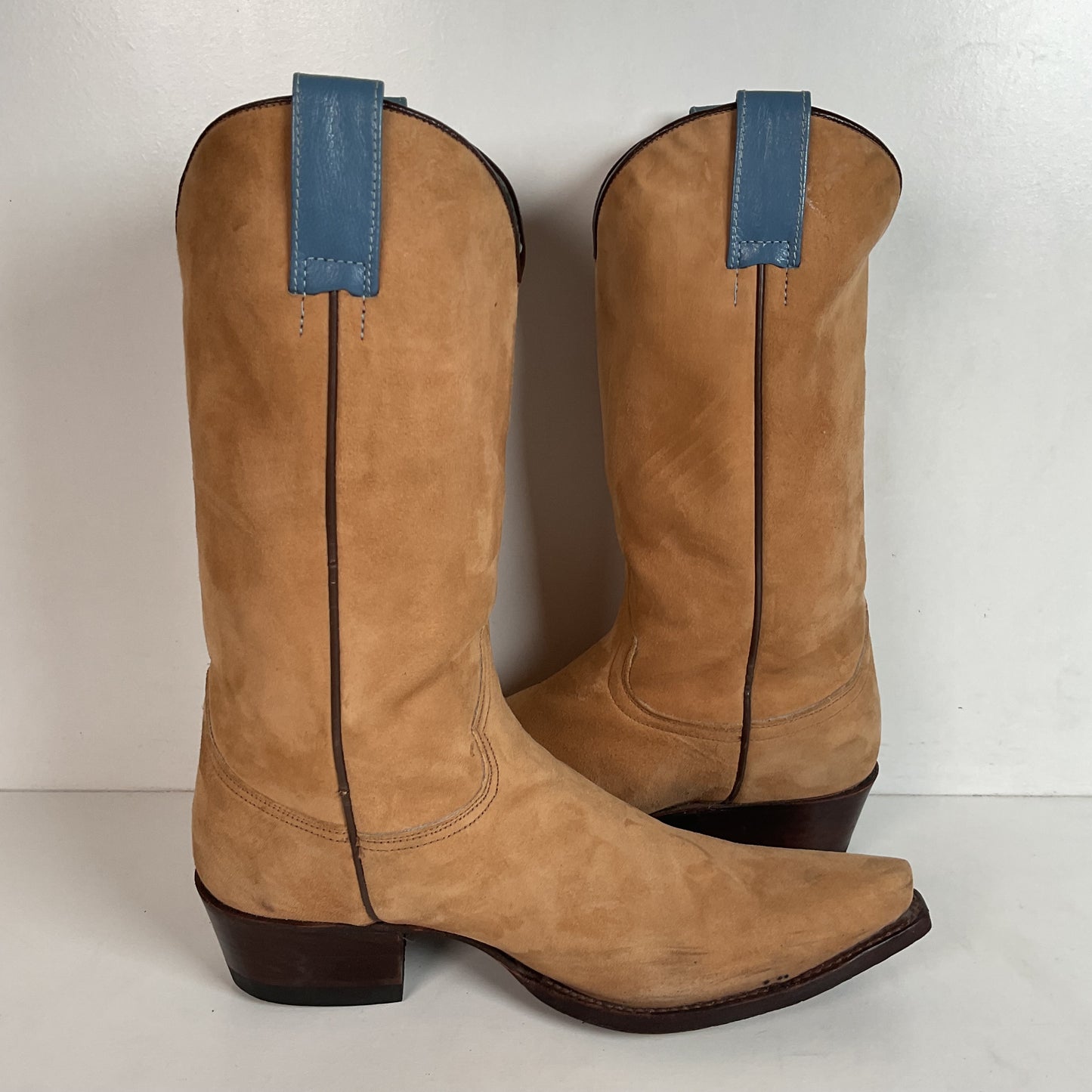 F. H. Senka Cowgirl Boots 8.5 US Nubuck Suede Snip Toe