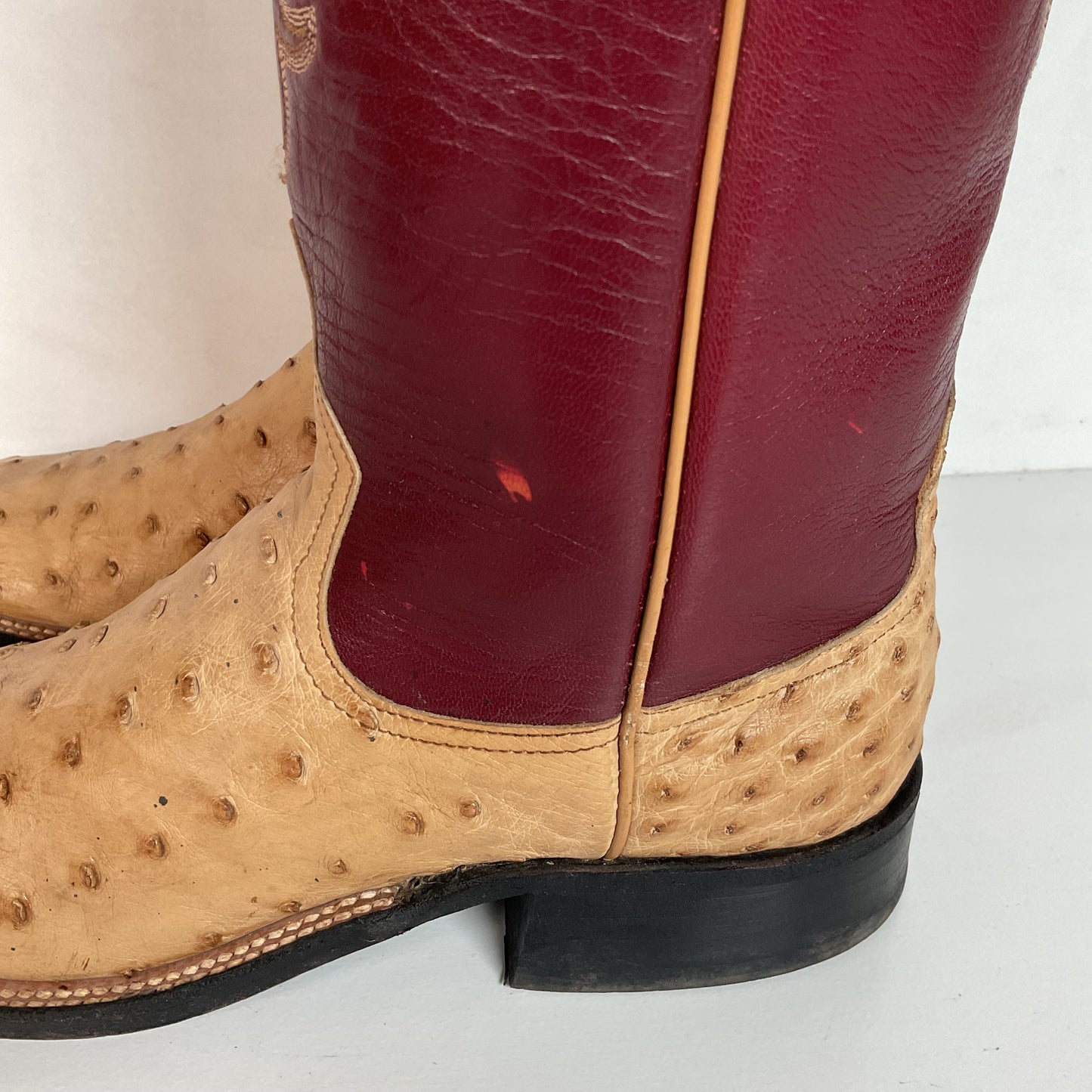 Anderson Bean Ostrich Quill Roper Boots Men’s 8 B | Women’s 9 Exotic USA Made