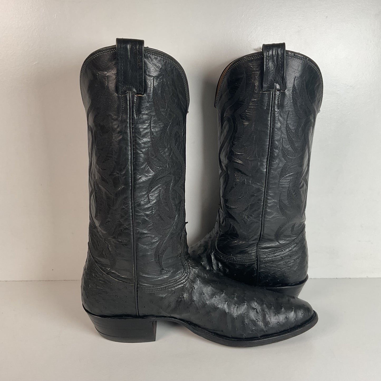 Vintage Nocona Black Ostrich Quill Cowboy Boots Men’s 11.5 B Exotic
