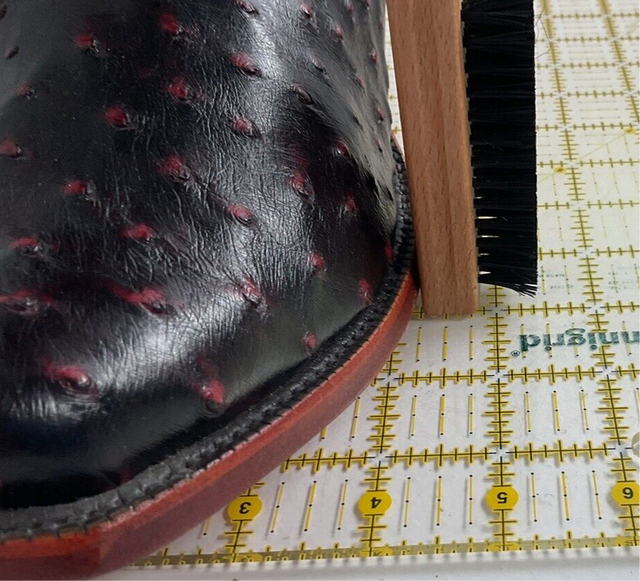 Nocona Ostrich Quill Cowboy Boots | USA Made | Black Cherry | 9 EE