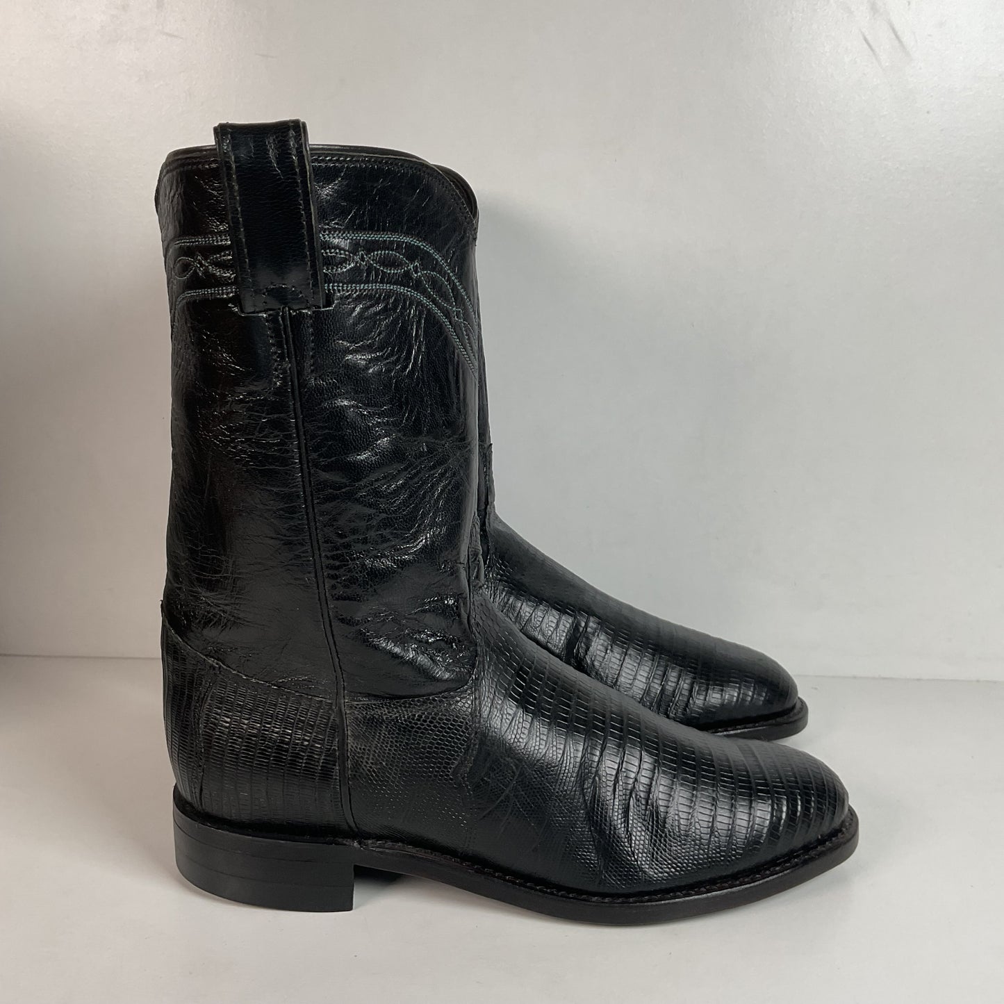 Justin Teju Lizard Cowboy Roper Boots 8 D USA Made