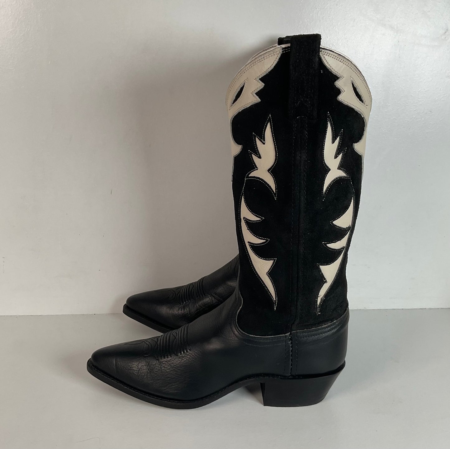 Vintage Dan Post Cowgirl Boots 7 M USA Made Tooled Inlay