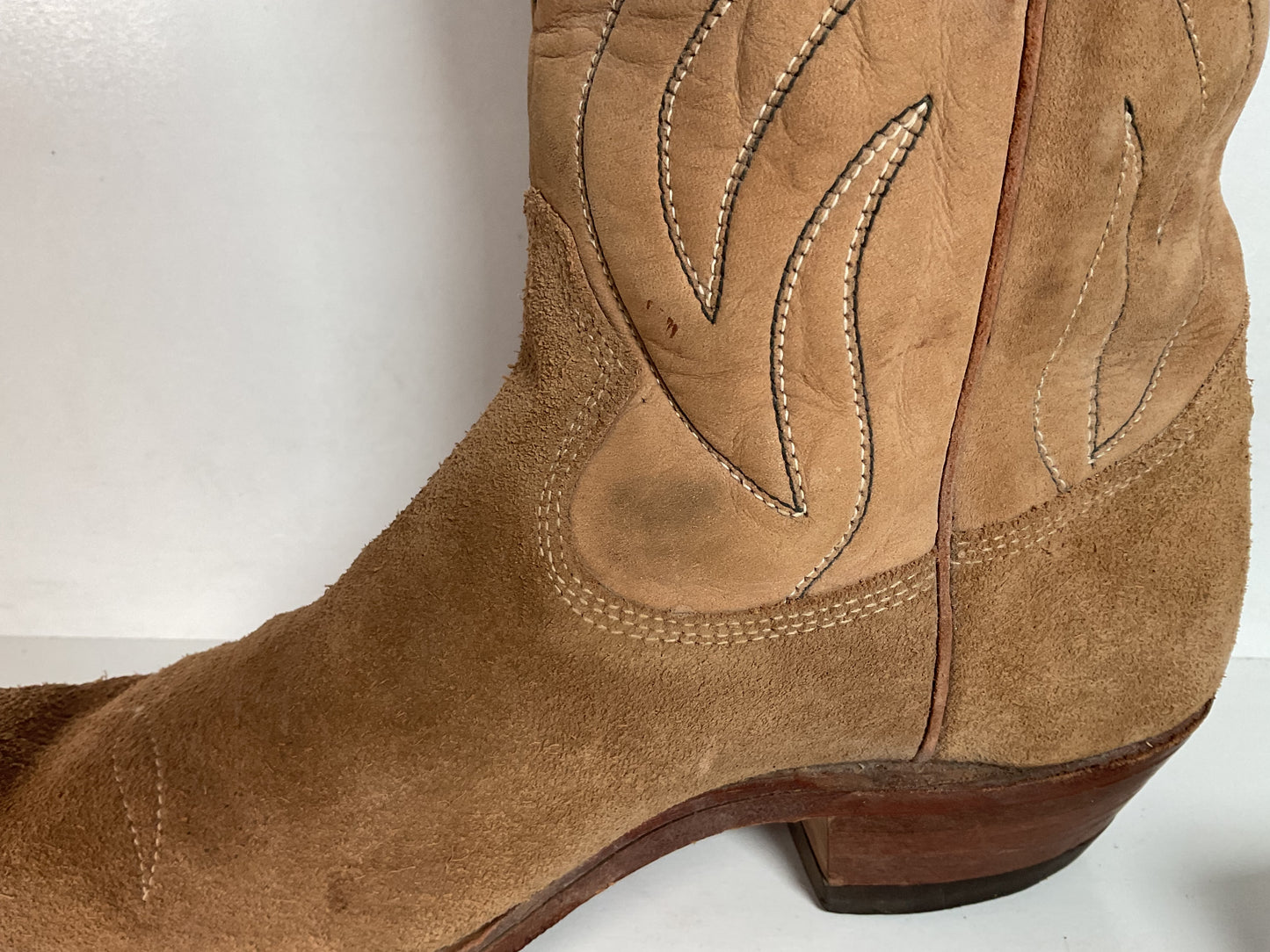 Vintage 1960s Rough Out Suede Cowboy Boots 10 D USA Made