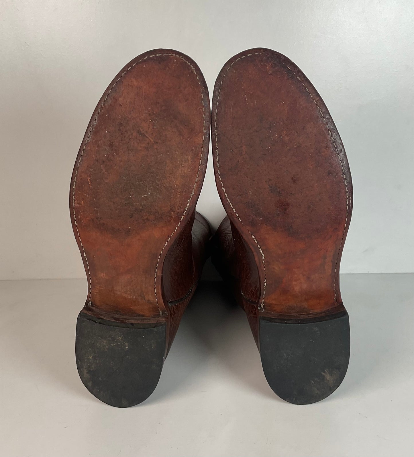 Vintage Larry Mahan Smooth Ostrich Roper Boots 12 D Exotic
