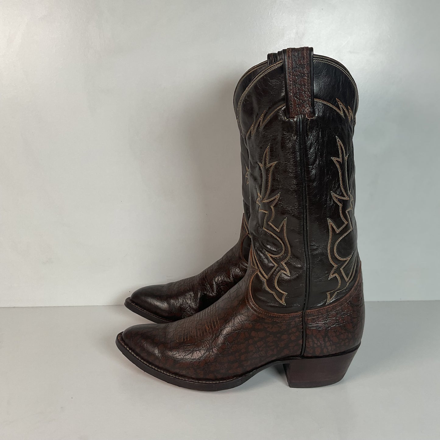 Vintage Tony Lama Exotic Caribou Cowboy Boots 9 EEE Gold Label