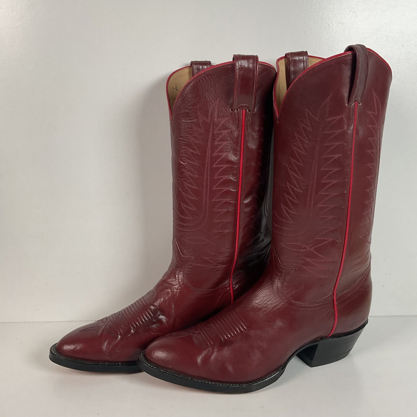 Vintage Tony Lama Red Wine Cowboy Boots Men’s 9 D | Women’s 10 Gold Label