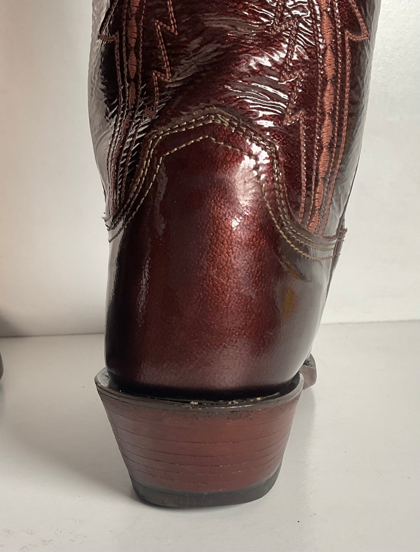 1883 Lucchese Patent Leather Cowgirl Boots 6 B USA Made Snip Toe