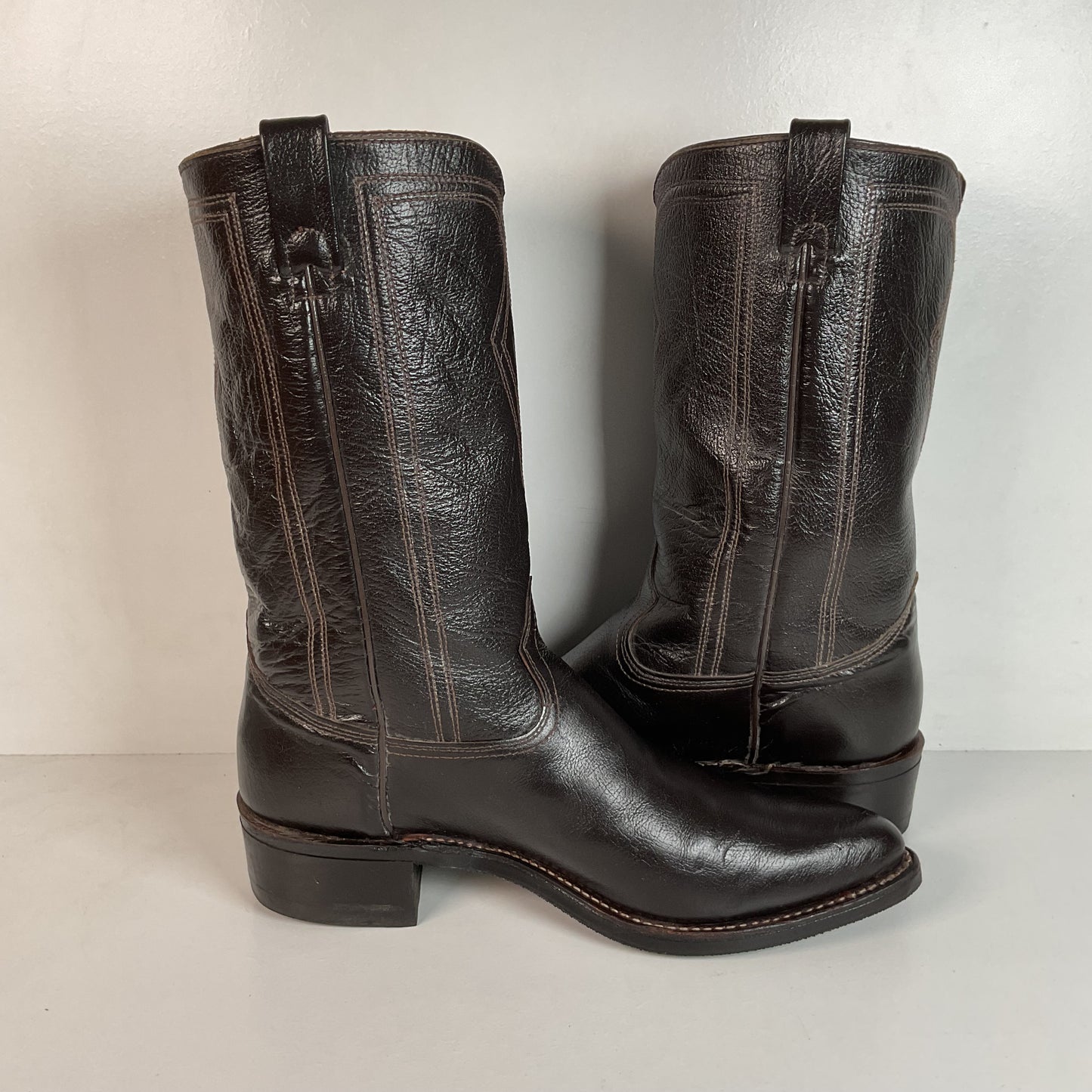 Vintage 1970s Texas Brand Water Buffalo Cowboy Boots 13 D USA Made Exotic