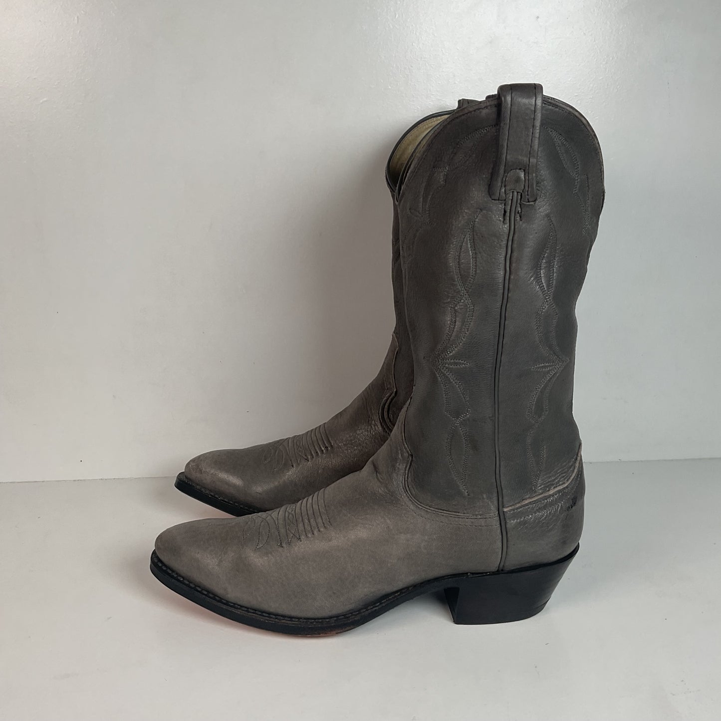 Vintage Dan Post Grey Elk Skin Cowboy Boots 10.5 D USA Made Old Label
