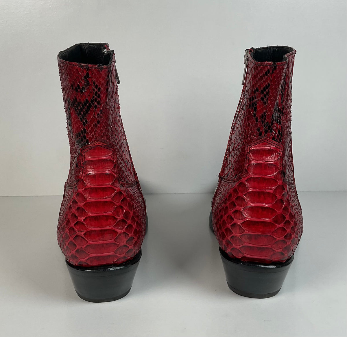 Lucent Los Angeles | Python Snakeskin Ankle Boots | Red | Men’s 15