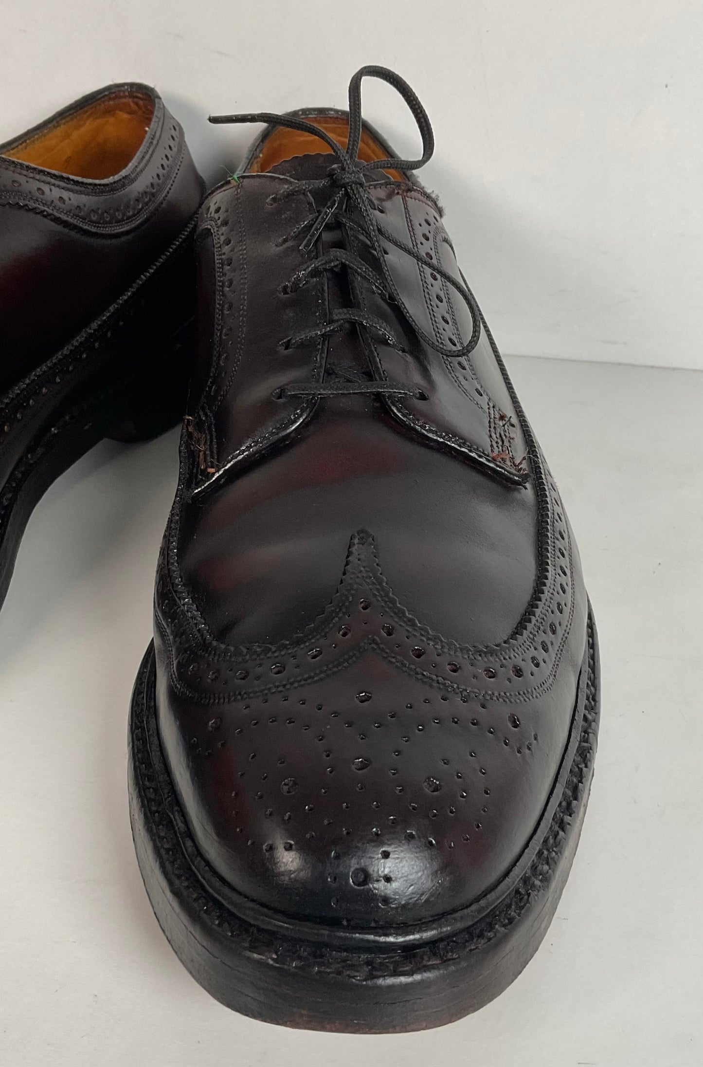 Early Florsheim Imperial Kenmoor Derby Shoes 10 C Shell Cordovan