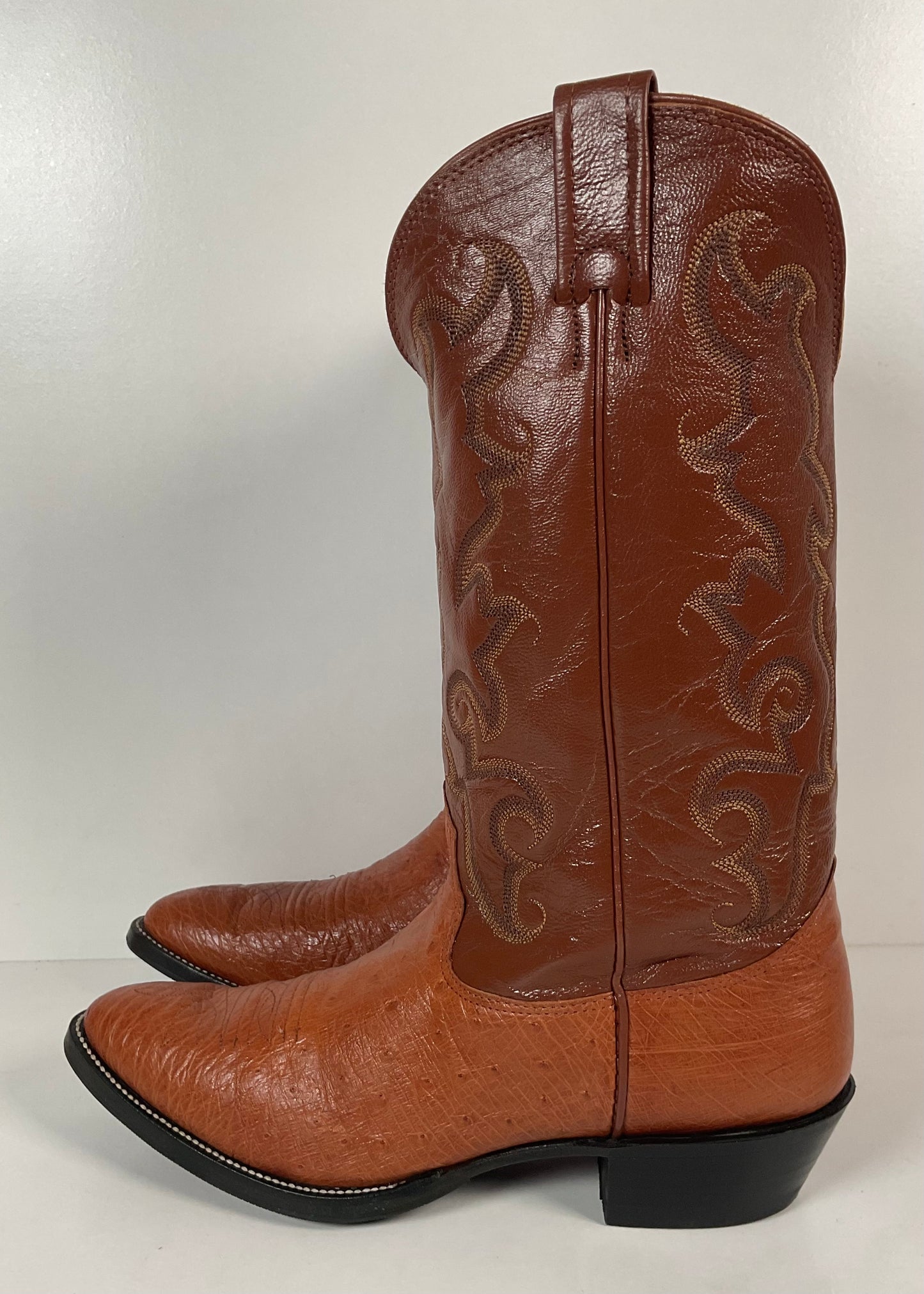 Vintage Nocona Exotic Smooth Ostrich Cowboy Boots Men’s 10.5 C Peanut Brittle