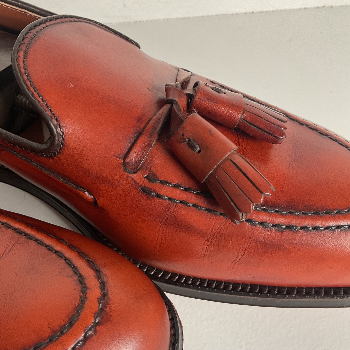Vintage Alden Tan Calf Tassel Loafer 9 D Moc Toe Style 662 Old Logo