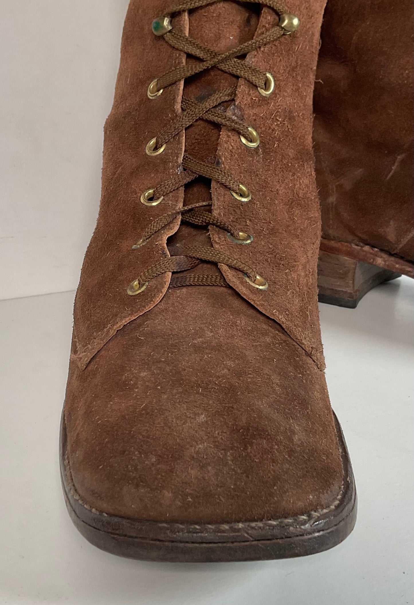 Vintage 1960s Men’s Suede Lace Up Snake Boots 12 D USA Made