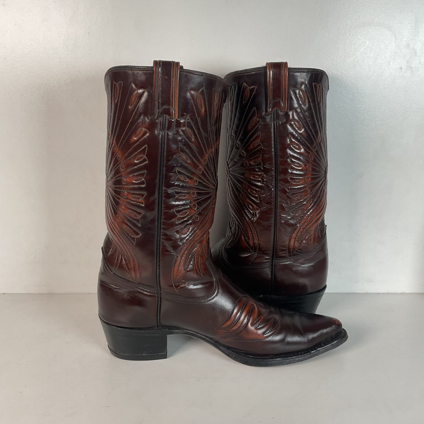 Vintage Texas Brand Patent Thunderbird Cowboy Boots 10.5 EE Rainbow Peacock