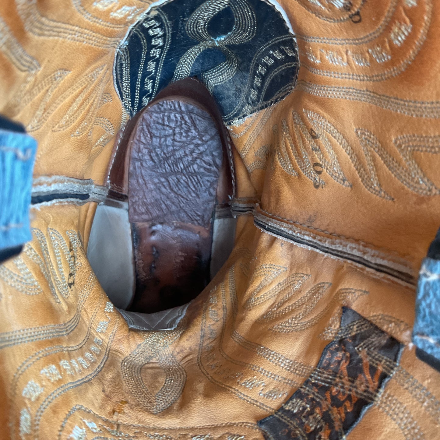 Vintage Tony Lama Blue Antelope Cowboy Boots 10.5 D Exotic Gold Label