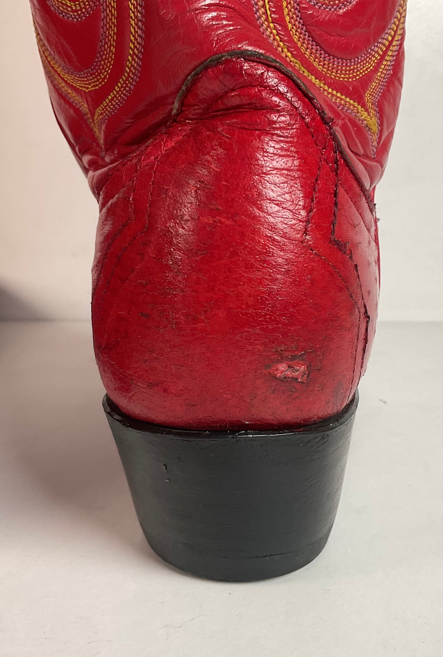 Vintage Larry Mahan Cherry Red Pin Quill Ostrich Cowboy Boots 10.5 D Recraft