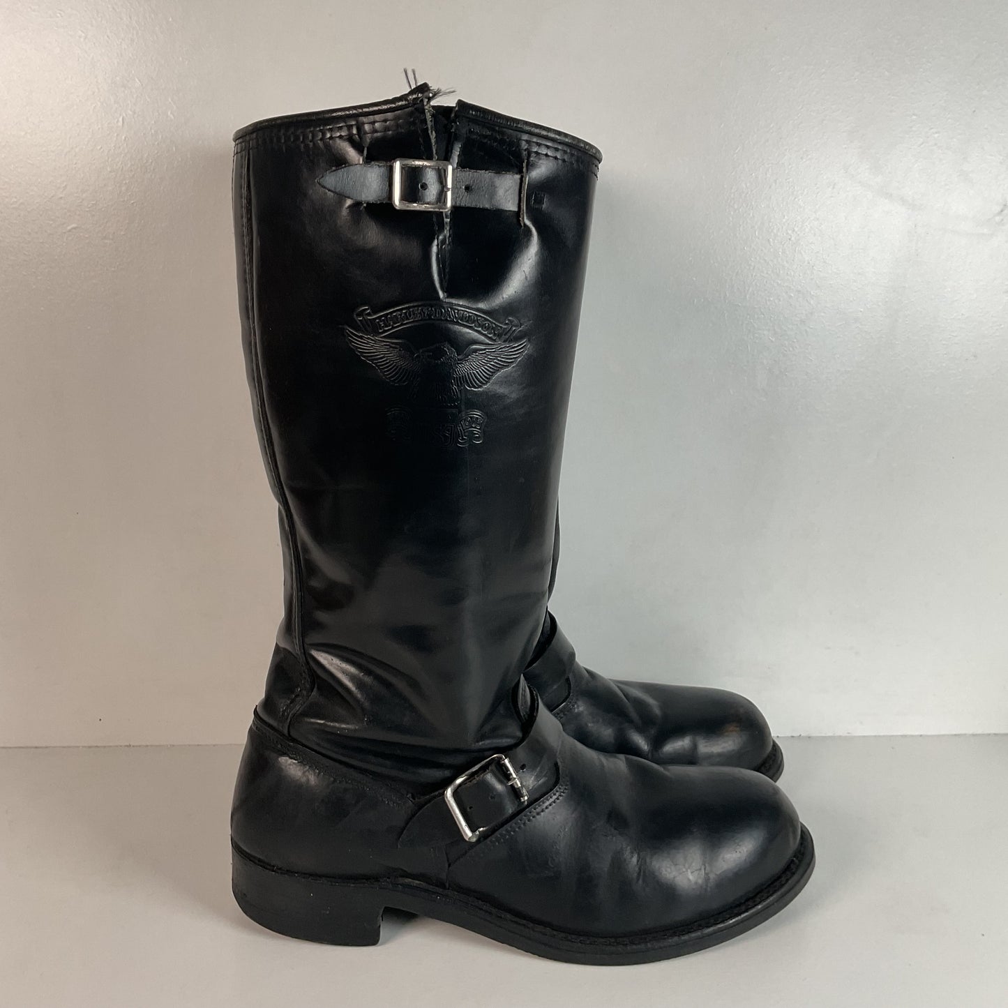 Vintage Harley Davidson Motorcycle Boots 11 Tall Steel Toe Engineer USA Made