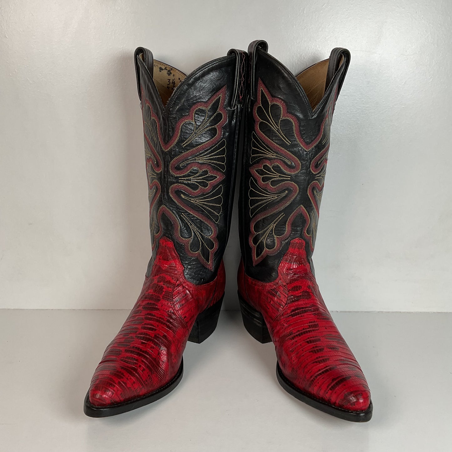 Vintage Tony Lama Natural Teju Lizard Cowboy Boots 9 D Gold Label