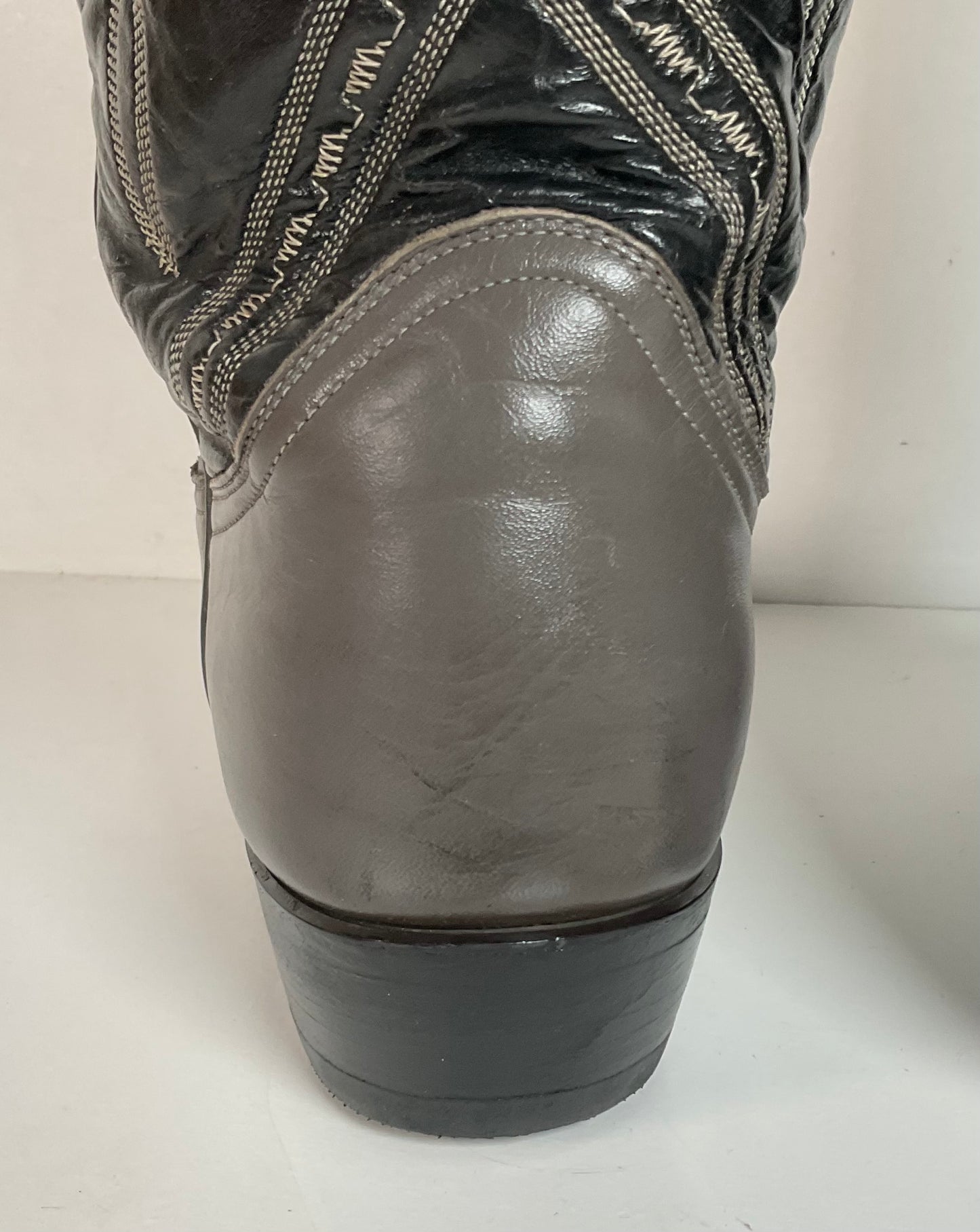 Vintage Tony Lama Grey Lizard Wingtip Cowboy Boots 9 D Gold Label Recraft